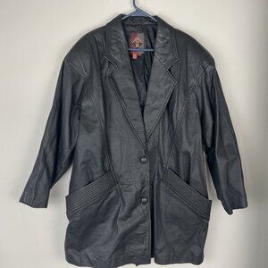 G-III Vtg Genuine Leather Jacket Coat Mid Length  Mob Wife